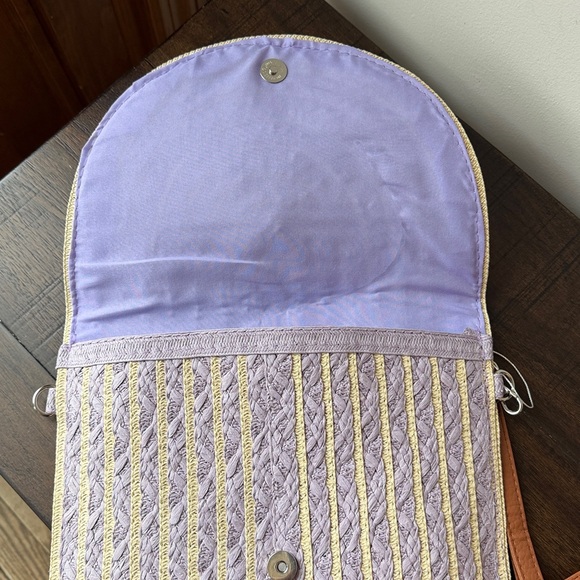 Pale purple 2 Tone Straw Convertible Clutch & Crossbody Bag NWT - Picture 5 of 5